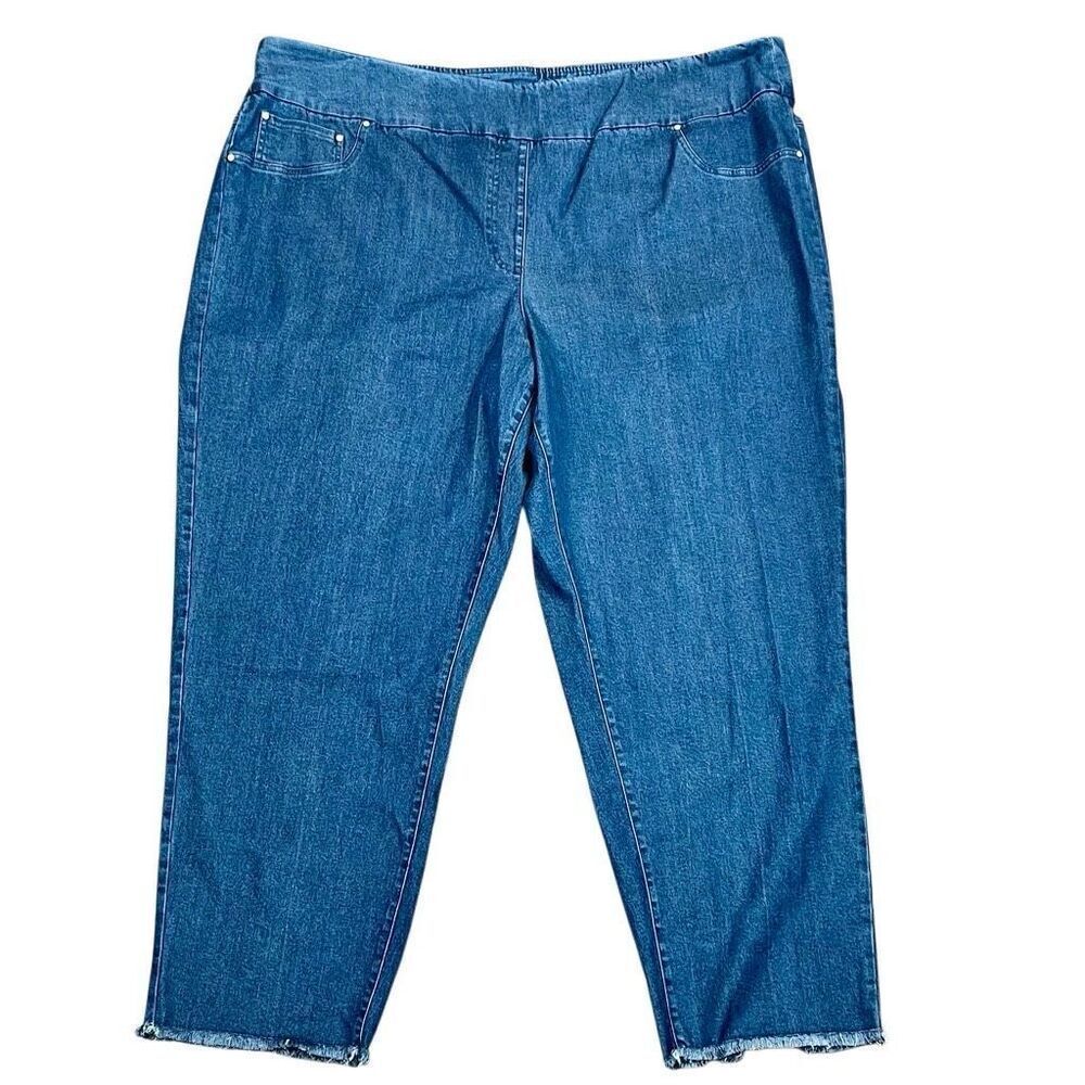 Ruby Rd. Pull-on Straight Denim Fringe Bottom Jeans 3X